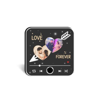 Personalized Romantic Music Player Fridge Magnet with Built in Speaker – Customized Photo Refrigerator Magnet Love Forever Gift for Anniversary, Couple, Husband, Wife